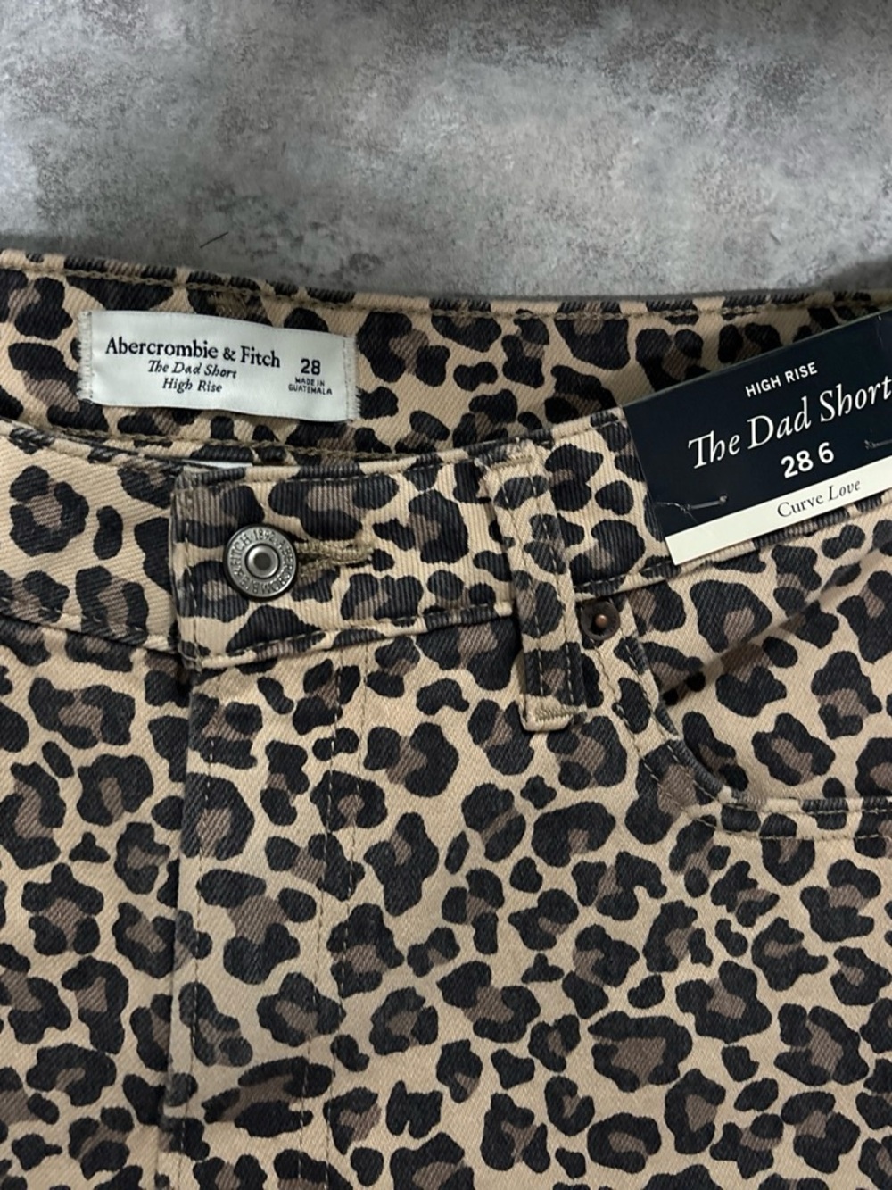 Abercrombie & Fitch Leopard Print High-Rise Shorts - Tan & Black